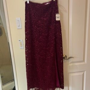 NWT Altar’d State Elegant Burgundy Lace Skirt-Medium